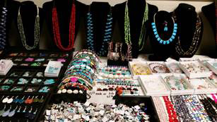 Jewelry display on a table