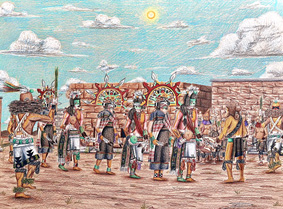 Tribal landscape illustration