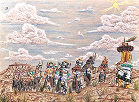 Tribal landscape illustration